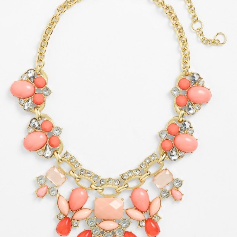 Gold-Tone Coral Cluster Statement Necklace